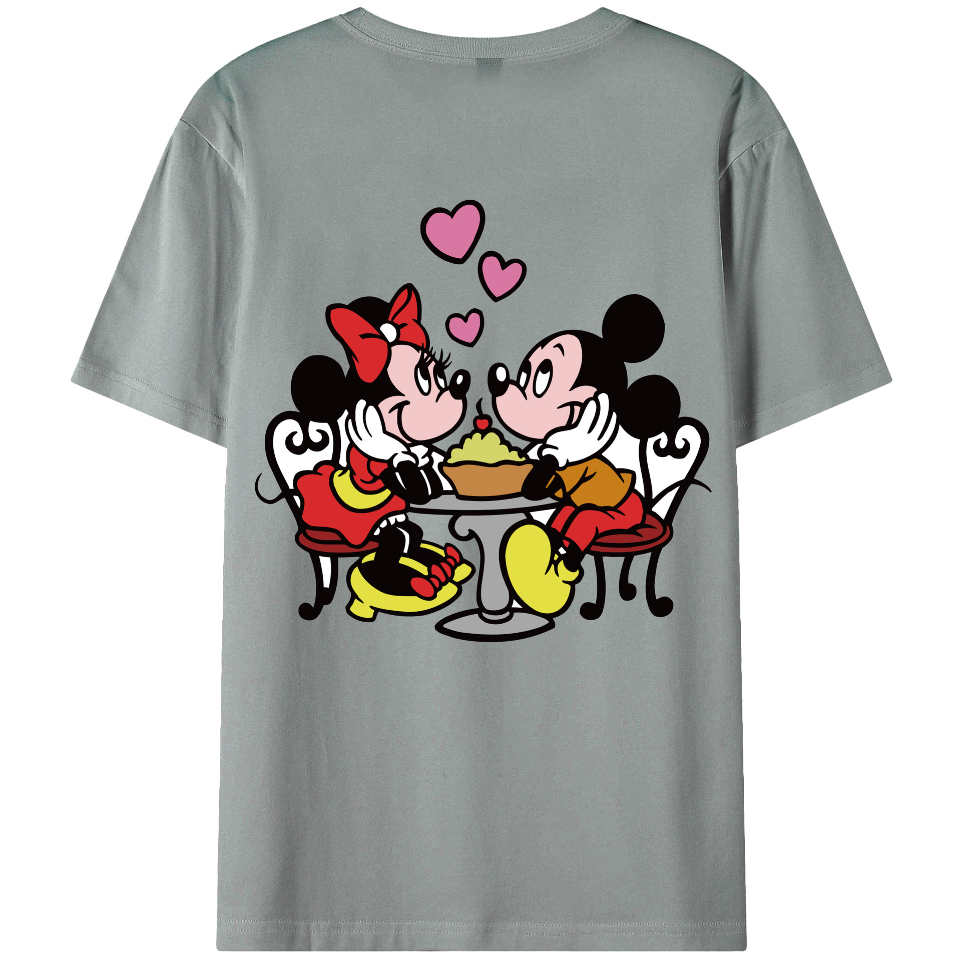 ミッキーマウス Mickey Mouse 綿100％ メンズ半袖Tシャツ（バックプリント） 通気性